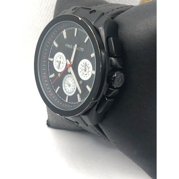 Vince Camuto Unisex Black Leather Digital Black Dial Quartz Genuine Watch OP199 - Picture 2 of 9